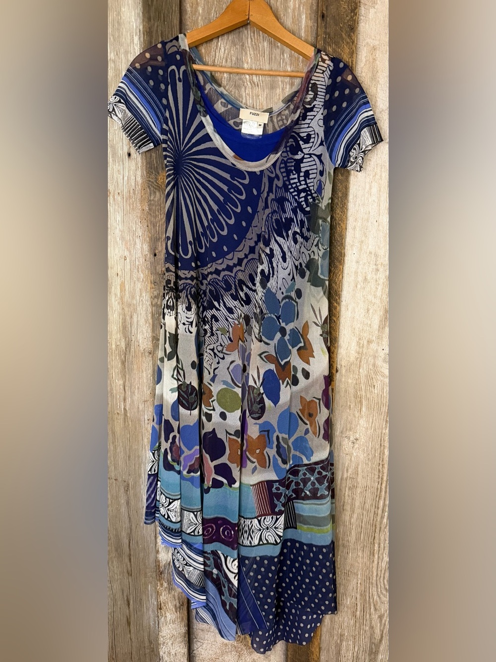 VTG 90s/Y2K Fuzzi by Jean Paul Gautlier Asymmetrical Mesh Floral Print Dress M